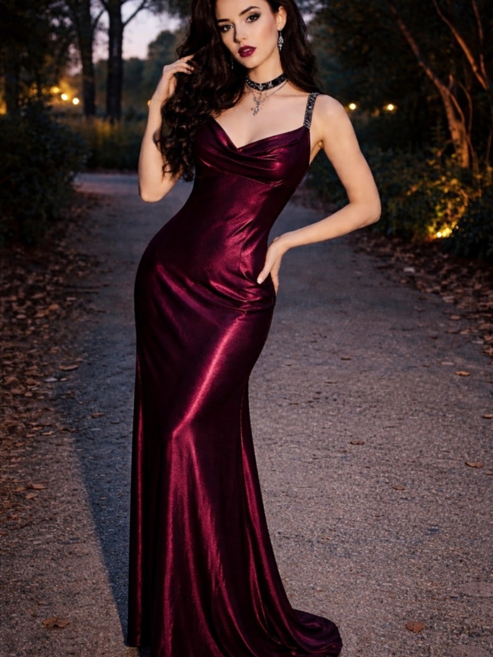 Vtg Cachet Empire Dress Sz 12  Prom Satin Metallic Burgundy Whimsigoth Fairy